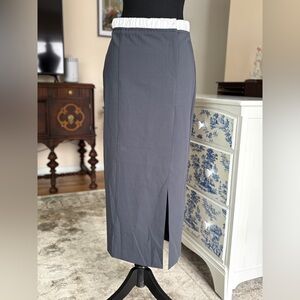 Zara Boxer Pencil Midi Gray Charcoal Skirt. Size XS.